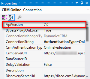 ApiVersion option for CRM Connection Manager